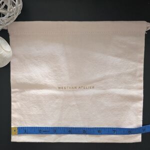 Westman Atelier Blush Pink Drawstring Pouch with Gold Logo